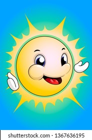 Cute cartoon sun. Children's illustration. holidays