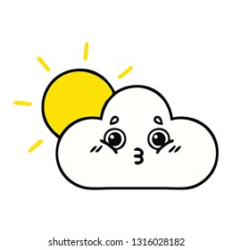süßer Cartoon einer Sonne und Wolke