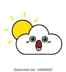 süßer Cartoon einer Sonne und Wolke