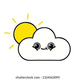 süßer Cartoon einer Sonne und Wolke