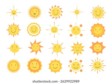 Cute Cartoon Sun Element Set