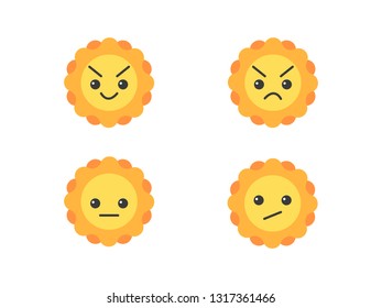 Cute cartoon The Sun emoticon - Vector illustration