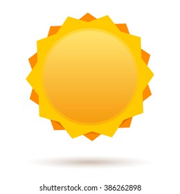 Cute cartoon sun. Label design template. Weather, summer, nature, sun star.  Sun logo icon isolated on white background
