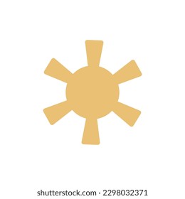 Cute cartoon sun with rays. Sky object. Doodle art. Isolated flat vector illustration. Simple hand drawn clipart. Design element. Nature and weather