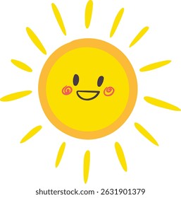 Niedliche Cartoon Sonne mit lächelndem Gesicht