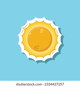 Cute Cartoon der Sonne Vektorsymbol Illustration. flacher Cartoon von Sonnenvektor einzeln. flacher Cartoon-Stil.