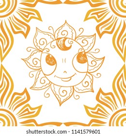 Cute cartoon sun. Vector illustration