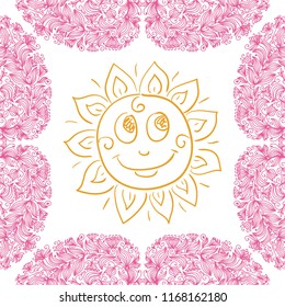 Cute cartoon sun. Vector illustration