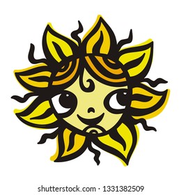 Cute cartoon sun. Vector illustration