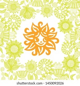 Cute cartoon sun. Vector illustration