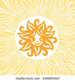 Cute cartoon sun. Vector illustration