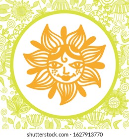 Cute cartoon sun. Vector illustration