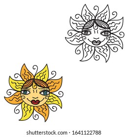 Cute cartoon sun. Vector illustration