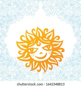 Cute cartoon sun. Vector illustration