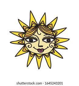 Cute cartoon sun. Vector illustration