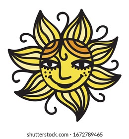 Cute cartoon sun. Vector illustration