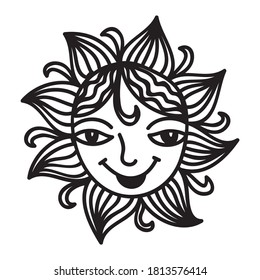 Cute cartoon sun. Vector illustration