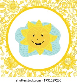 Sol de dibujos animados. Ilustración del vector
