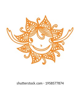Cute cartoon sun. Vector illustration