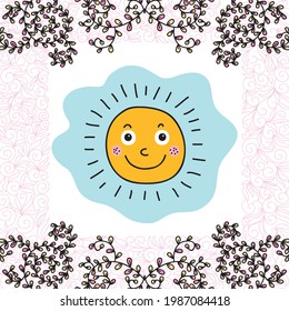 Cute cartoon sun. Vector illustration