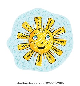 Cute cartoon sun. Vector illustration