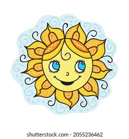 Sol de dibujos animados. Ilustración del vector