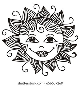 Cute cartoon sun. Vector illustration.