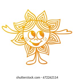 Cute cartoon sun. Vector illustration.