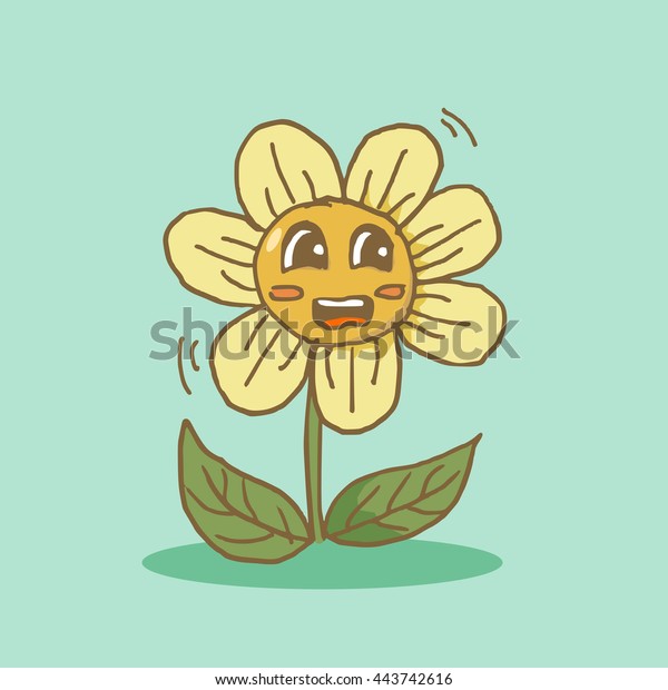 Cute Cartoon Sunflower Face Stock Vector (Royalty Free) 443742616