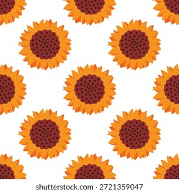 Lindo patrón de girasol de dibujos animados sin fisuras	