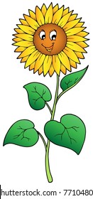 Cute cartoon sunflower - vector illustration.
