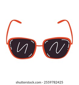 Cute cartoon sunglasses in flat style. Summer dark glasses isolated on white background.