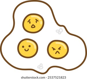 Cute cartoon sunny side up fried eggs breakfast illustration.