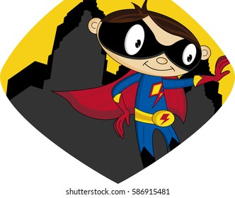 Cute Cartoon Superhero Boy