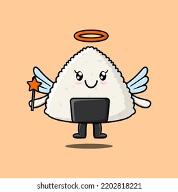 Cute Cartoon sushi character in the form of fairy in flat cartoon style concept