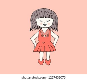 Cute cartoon Sweet girl