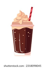 Cute cartoon sweet milkshake drink icon isolated