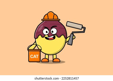 Cute cartoon Sweet potato as a builder character painting in flat modern style design illustration