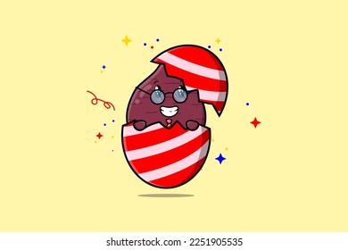 Cute cartoon Sweet potato character coming out from easter look so happy illustration