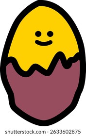 Cute cartoon sweet potato character with a smiling face. Fun and simple vector illustration in kawaii style