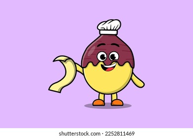 Cute cartoon Sweet potato chef character with menu in hand cute style design illustration