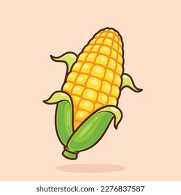 dibujos animados bonitos de maíz vegetal dulce ilustración vectorial