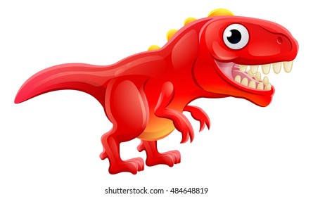 A cute cartoon T Rex Tyrannosaurus dinosaur character