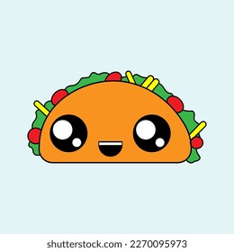Cute cartoon Taco. Vector illustration	