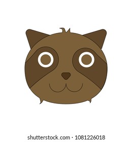 Cute cartoon Tanuki, Japanese raccoon dog character on a white background