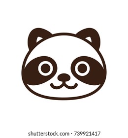 Cute cartoon Tanuki, Japanese raccoon dog character. Simple smiling raccoon face icon, vector illustration.