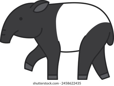 Cute cartoon Tapir vector illustration