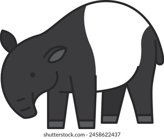 Cute cartoon Tapir vector illustration