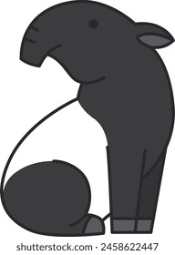 Cute cartoon Tapir vector illustration