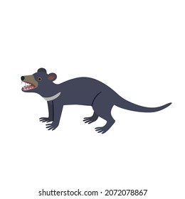 Cute cartoon Tasmanian devil isolated on white background. 